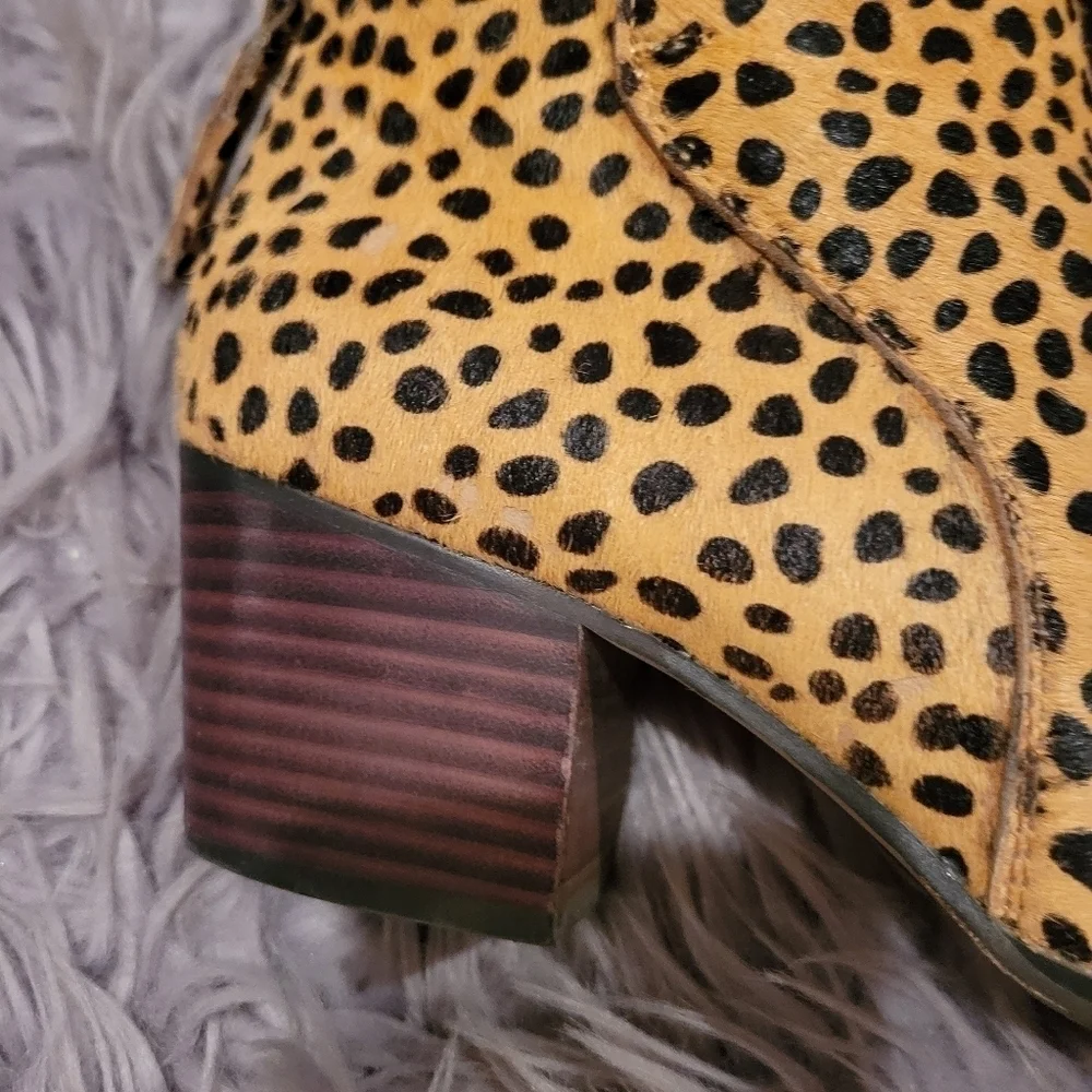 Sole Society River Fur Ankle Booties 9 Leopard Cheetah Print